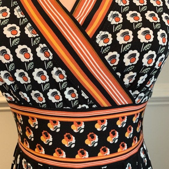 🍑Max Studio fit & flare sleeveless black print dress extra small XS - Picture 3 of 8